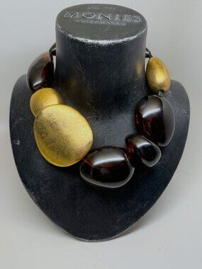 Gerda Lynggaard for Monies Gold Foil & Acrylic Tortoise Statement Necklace